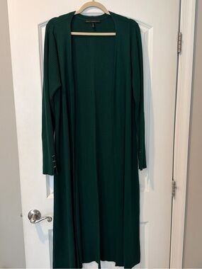 WHBM Forest Green Duster Maxi Cardigan